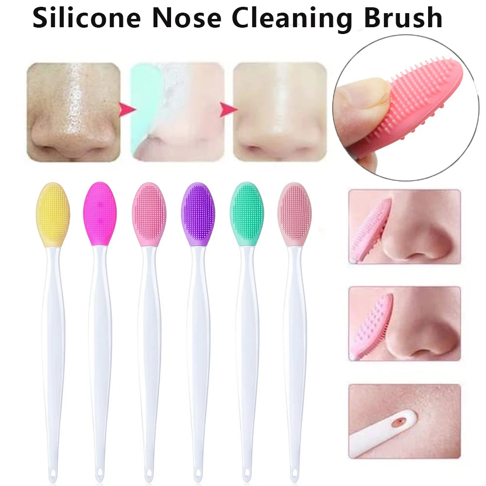 1PC/4PCS Beauty Skin Care Wash Face Silicone Brush Exfoliating Nose Clean Blackhead Removal Brushes Tools with Replacement Head